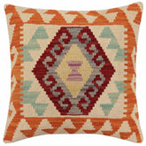 handmade Traditional Pillow Red Rust Hand-Woven SQUARE 100% WOOL  Hand woven turkish pillow  2 x 2